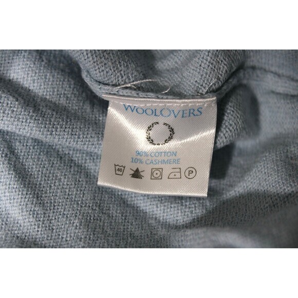 WoolOvers XXL Light Blue Full Zip Sweater 90% Cotton 10% Cashmere Soft Knit - Picture 5 of 9